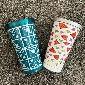 Set of two metal tumblers